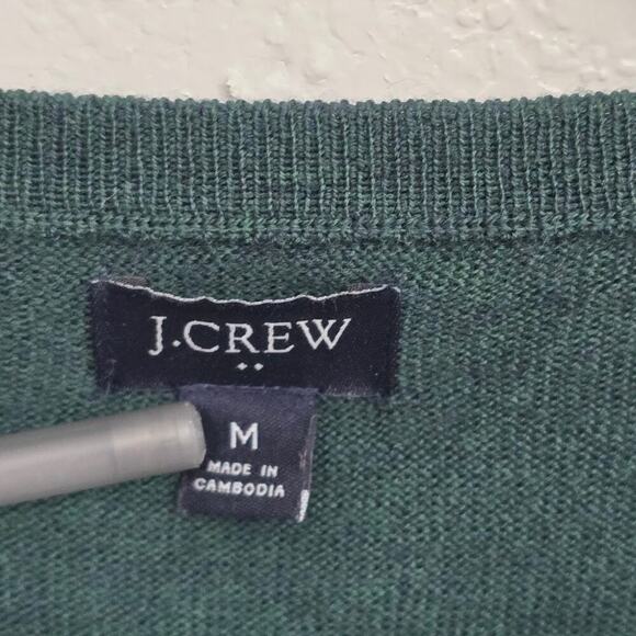 J.Crew Men’s Merino Wool Crewneck Sweater Green M Preppy Academia Office Casual - Picture 3 of 7